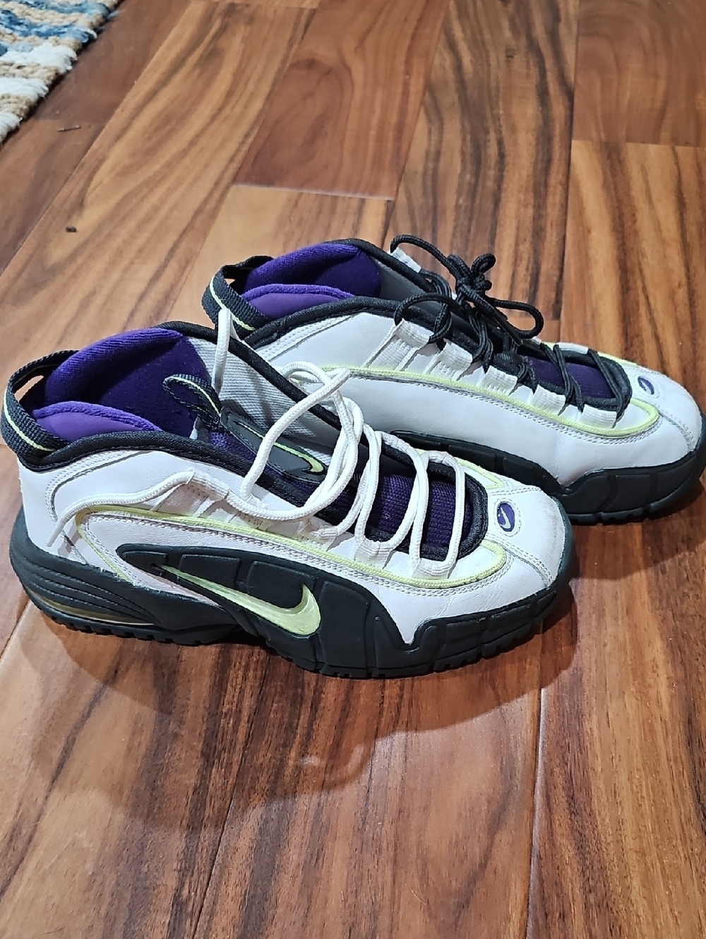 Nike Kids White, Purple and Neon Green Sneakers